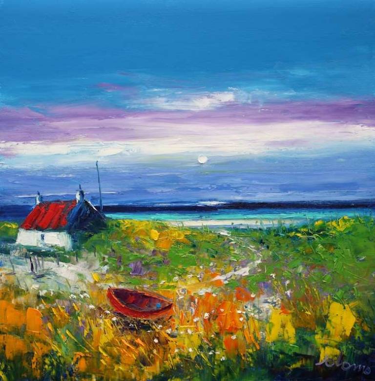 Evening Gloaming Isle Of Tiree 20x20 - John Lowrie Morrison