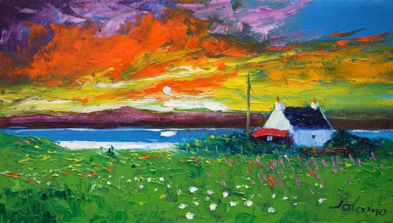 Dawn Breaking Over Isle Of Gigha 10x18 - John Lowrie Morrison