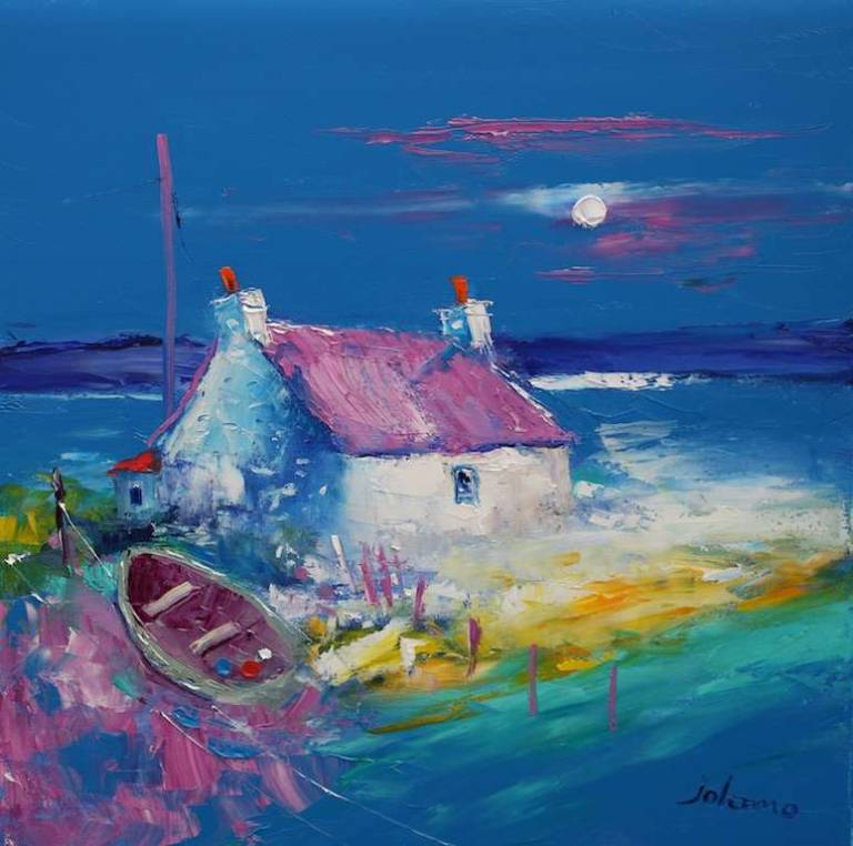A Soft Eveninglight Isle Of Benbecula 20x20 - John Lowrie Morrison