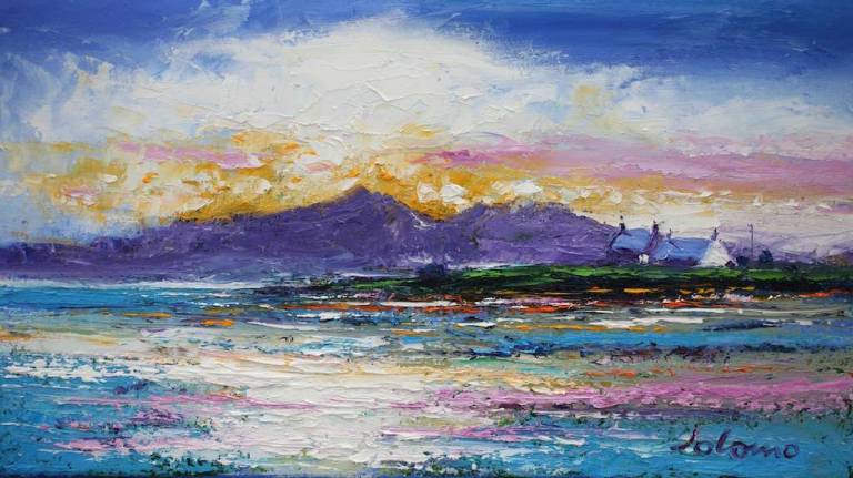 Eveninglight St Ninian's Bay -Looking To Arran 10x18 - John Lowrie Morrison