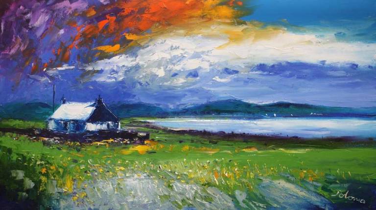 Storm Passing Over St Ninian's Point Bute 18x32 - John Lowrie Morrison