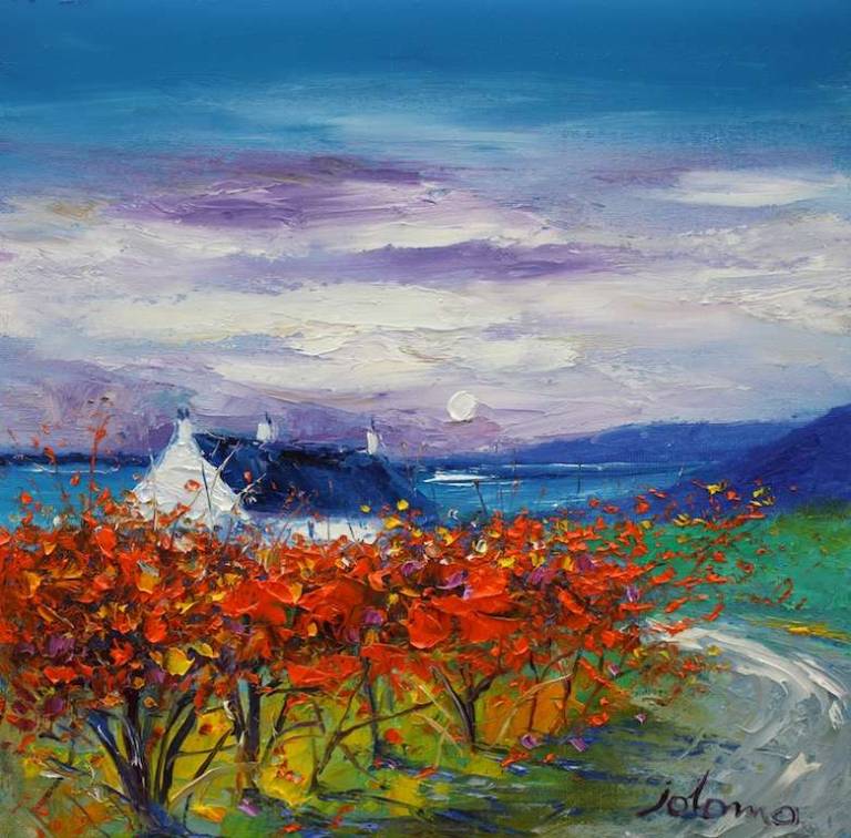 Beech Hedge in the Moonlight Bute 12x12 - John Lowrie Morrison
