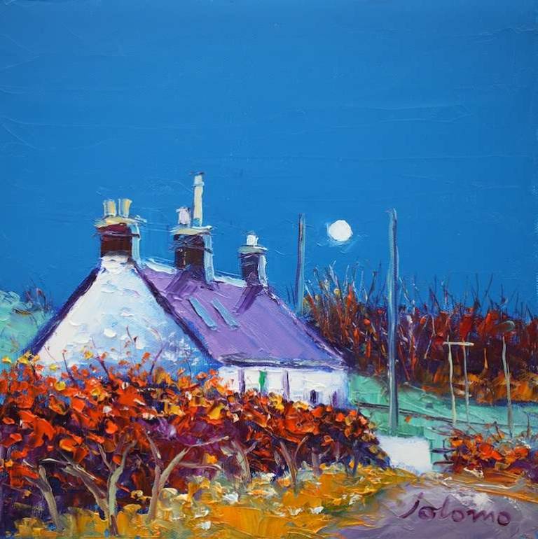 Autumn Moonrise Isle Of Bute 12x12 - John Lowrie Morrison