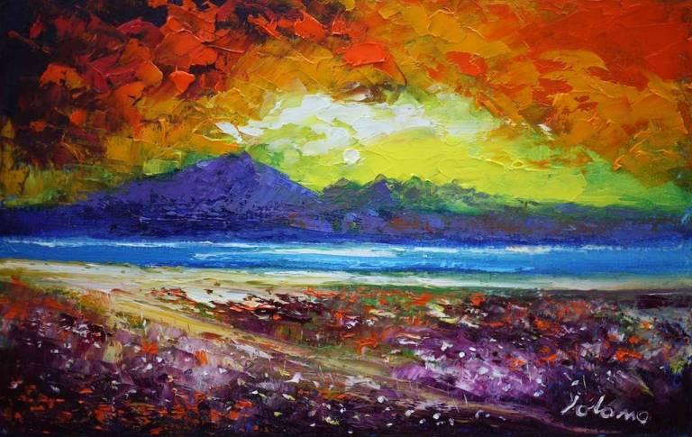 Sunset Scalpsie Bay Isle Of Bute 10x16 - John Lowrie Morrison