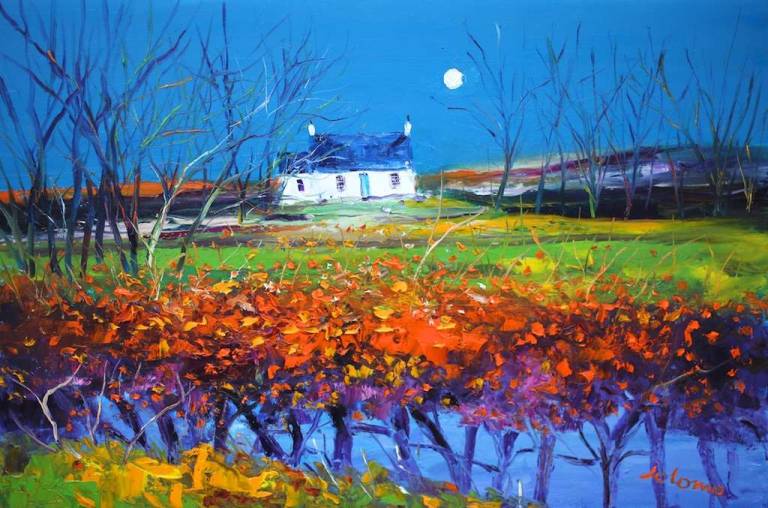 A Beech Hedge In A Flooded Field Bute 20x30 - John Lowrie Morrison