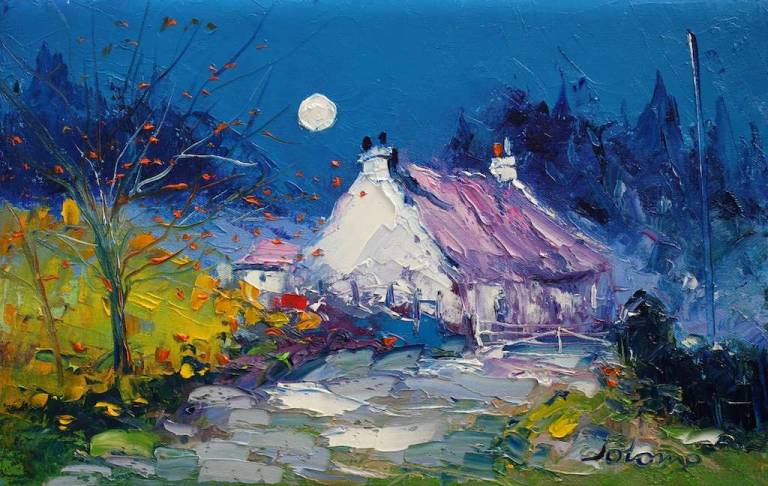 Autumn Eveninglight St Colmac Bute 10x16 - John Lowrie Morrison