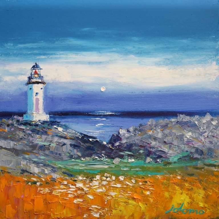 The Lighthouse Glencallum Bay 16x16 - John Lowrie Morrison