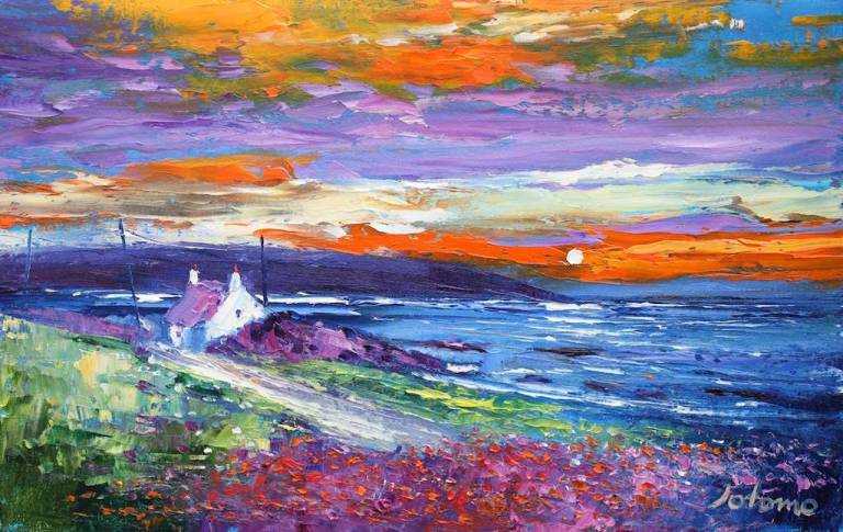 Wild Heather Westport Kintyre 10x16 - SOLD - John Lowrie Morrison