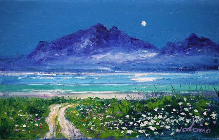 Beach Path To Ettrick Bay A Misty Evening Gloaming Bute 10x16 - John Lowrie Morrison