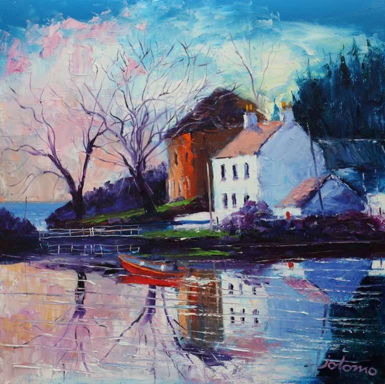 Reflections Lock 3 Ardrishaig 24x24 - John Lowrie Morrison