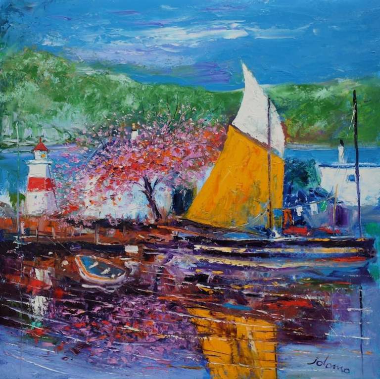 Sails & Blossoms Crinan Basin 30x30 - John Lowrie Morrison