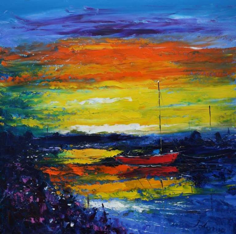 An Evening Berth Cairnbaan Crinan Canal 24x24 - John Lowrie Morrison