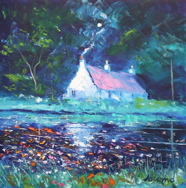 Early Morning Smoke The Crinan Canal 16x16 - John Lowrie Morrison