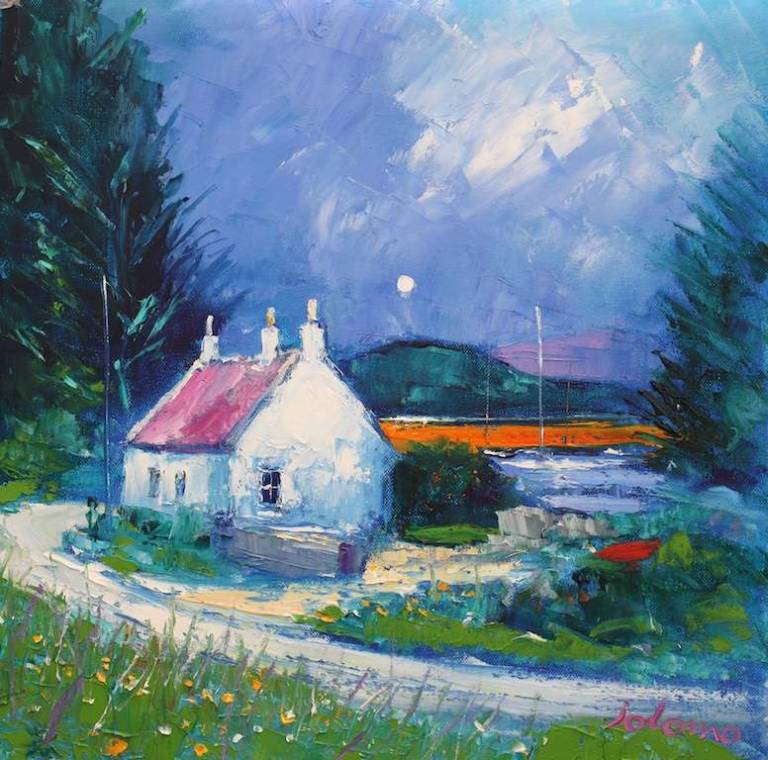 The Crinan Canal Looking To Moine Mhor 16x16 - John Lowrie Morrison