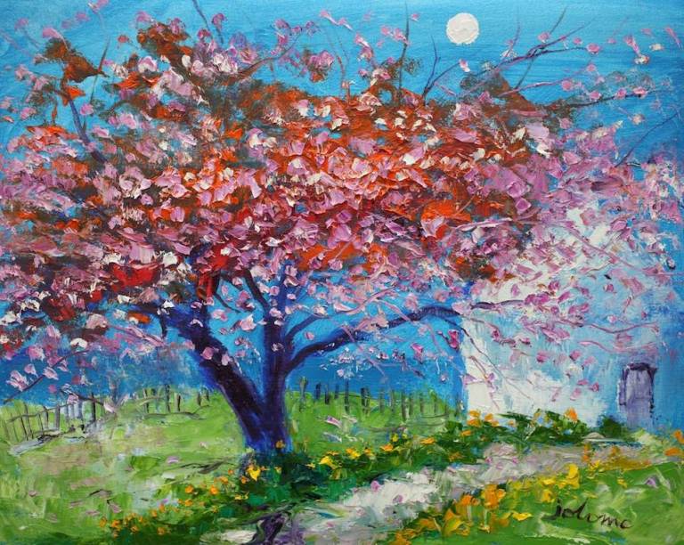 Spring Blossoms At Crinan 16x20 - John Lowrie Morrison