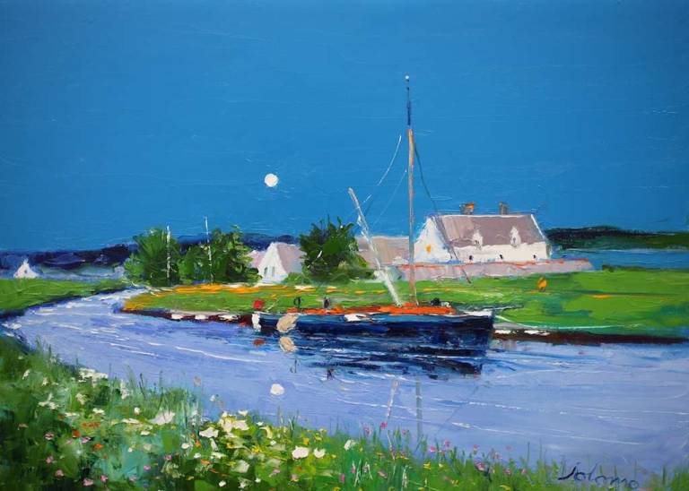 A Norfolk Wherry At Ardrishaig Crinan Canal 18x24 - John Lowrie Morrison