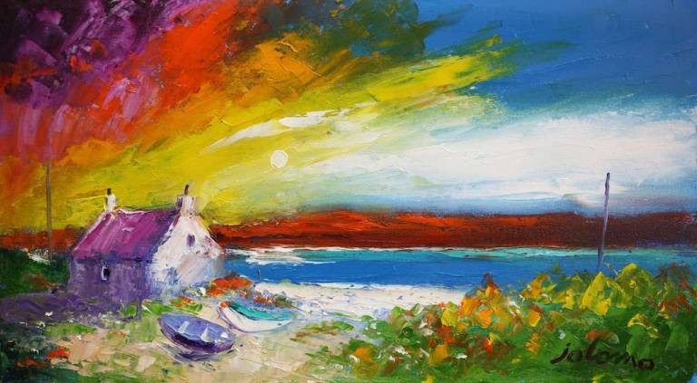 An Autumn Morninglight Isle Of Gigha 10x18 - John Lowrie Morrison