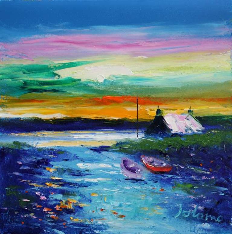 Beached Boats Kintyre 12x12 - John Lowrie Morrison