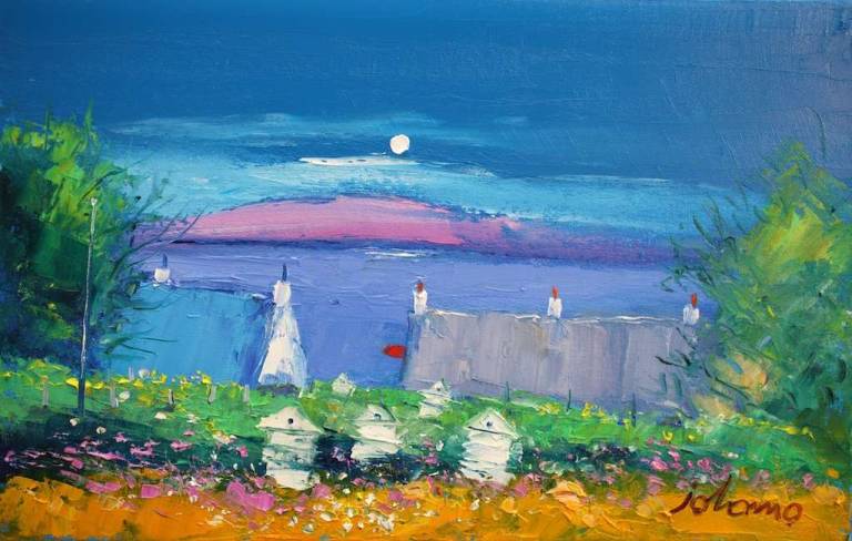 Beehives Back Gardens Isle Of Iona 10x16 - John Lowrie Morrison