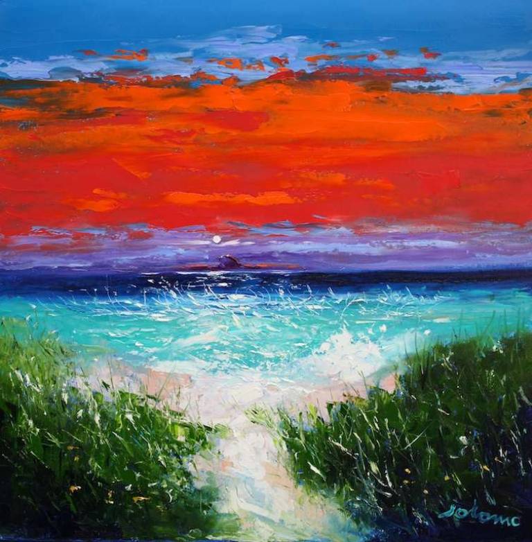 Eveninglight On The Dutchman's Cap Looking To Iona & Atlantic Spindrift 24x24 - John Lowrie Morrison