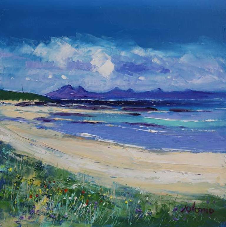 Incoming Sea Balnahard Beach Isle Of Colonsay 16x16 - John Lowrie Morrison