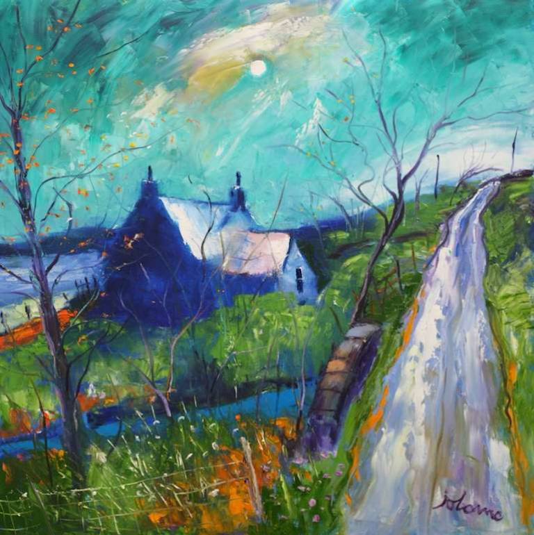 Big Storm Over Archie Baldie's House Isle Of Mull 24x24 - John Lowrie Morrison