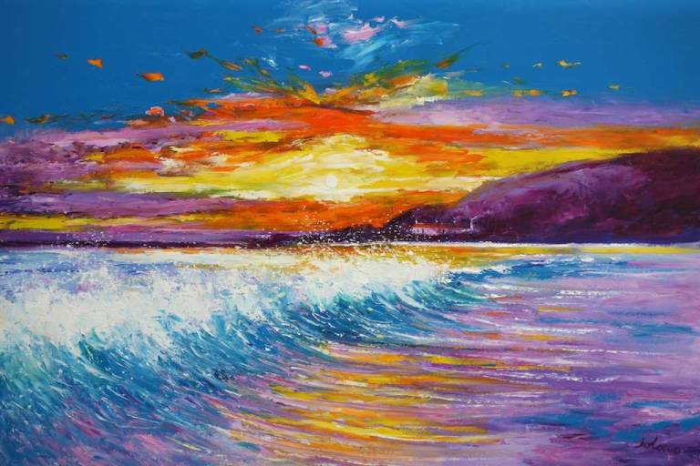 Sunset Carskiey Bay Kintyre 40x60 - John Lowrie Morrison