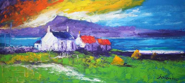 Sunrise Cadell's Croft Isle Of Iona 12x26 - John Lowrie Morrison