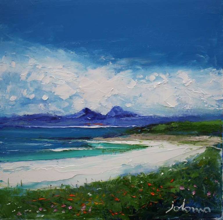 Kilmory Beach Knapdale Looking To The Paps Of Jura SS 12x12 - John Lowrie Morrison