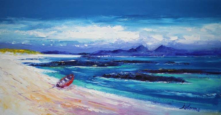 The Wee Red Boat Isle Of Colonsay 16x30 - John Lowrie Morrison