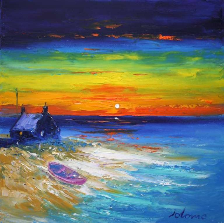 An Evening Gloaming North Uist 16x16 - John Lowrie Morrison