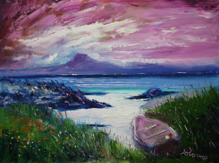 Beached Boat Morninglight Isle Of Iona 18x24 - John Lowrie Morrison