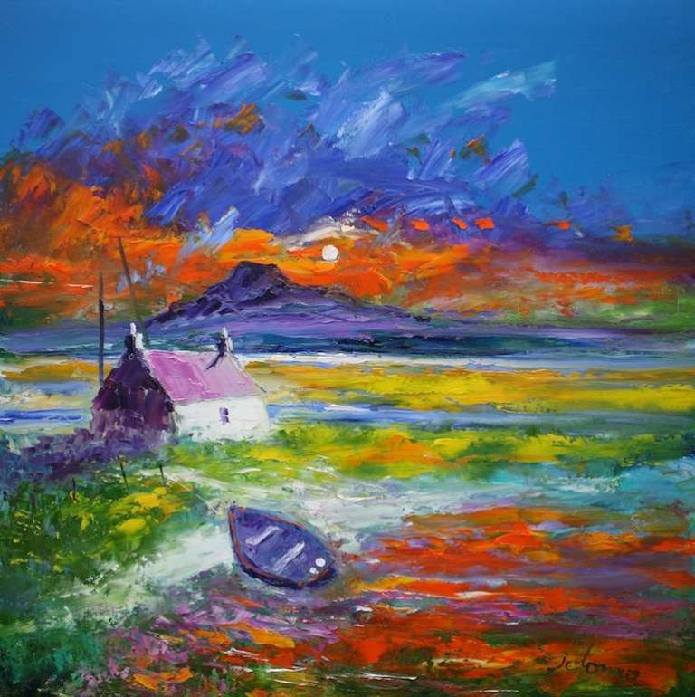 Stormy Morninglight Isle Of Benbecula 24x24 - John Lowrie Morrison