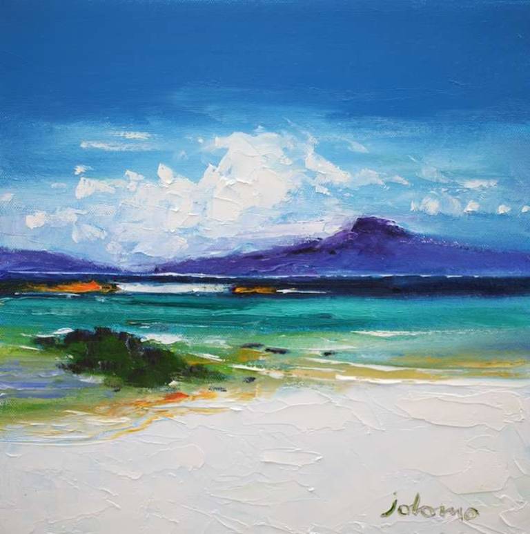 Early morninglight Isle of Iona looking to Ben More 12x12 - John Lowrie Morrison