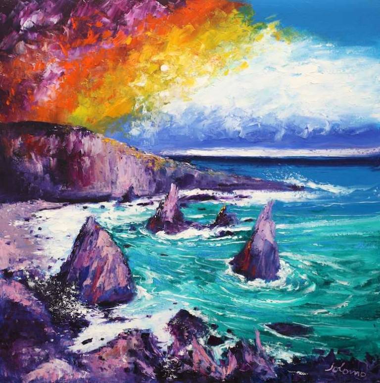 The Mangersta sea stacks Isle of Lewis 30x30 - John Lowrie Morrison