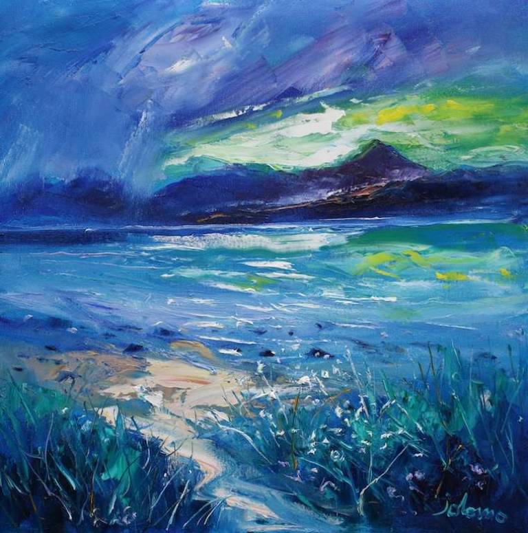 Storm over Isle of Arran from Kintyre 20x20 - John Lowrie Morrison