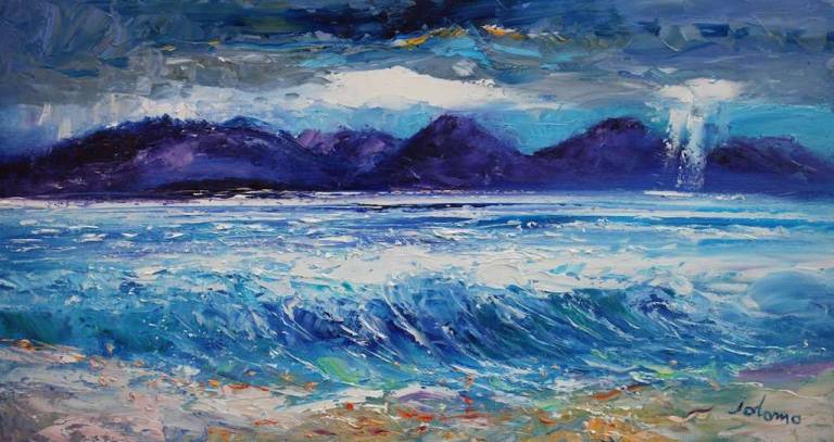 Wild Day Skipness Looking to Arran 16x30 - John Lowrie Morrison