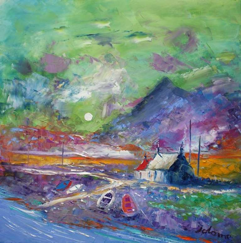 A smokey morninglight on the Hebrides 20x20 - John Lowrie Morrison