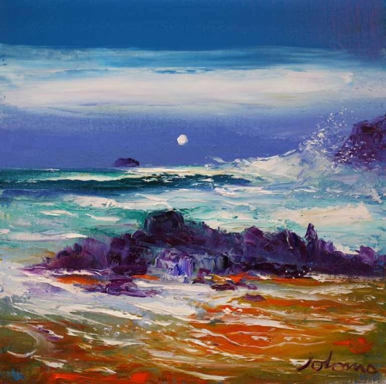 Evening breakers Bosta Beach Isle of Lewis 12x12 - John Lowrie Morrison