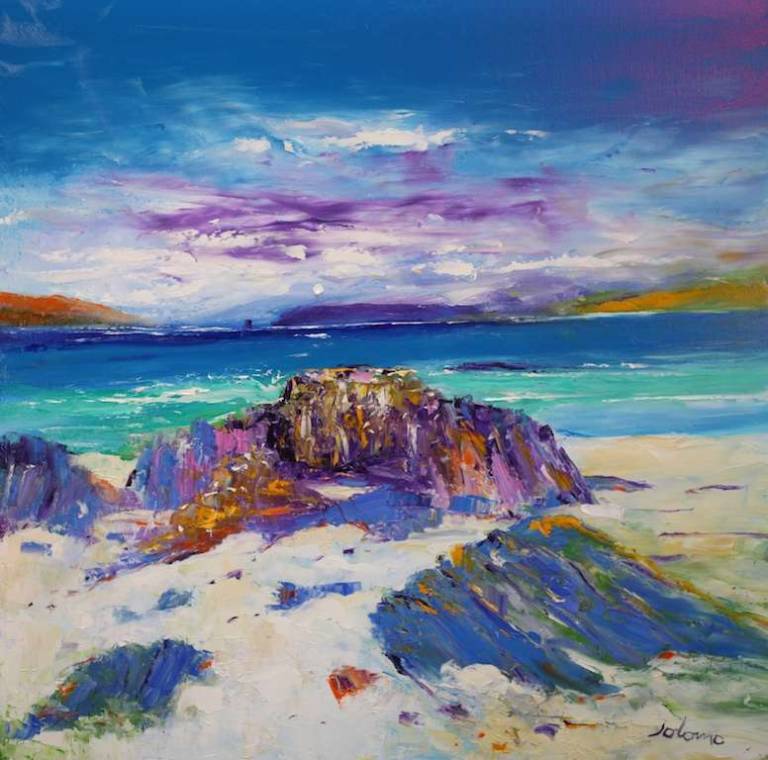 The big rock Bosta Beach Isle of Lewis 30x30 - John Lowrie Morrison