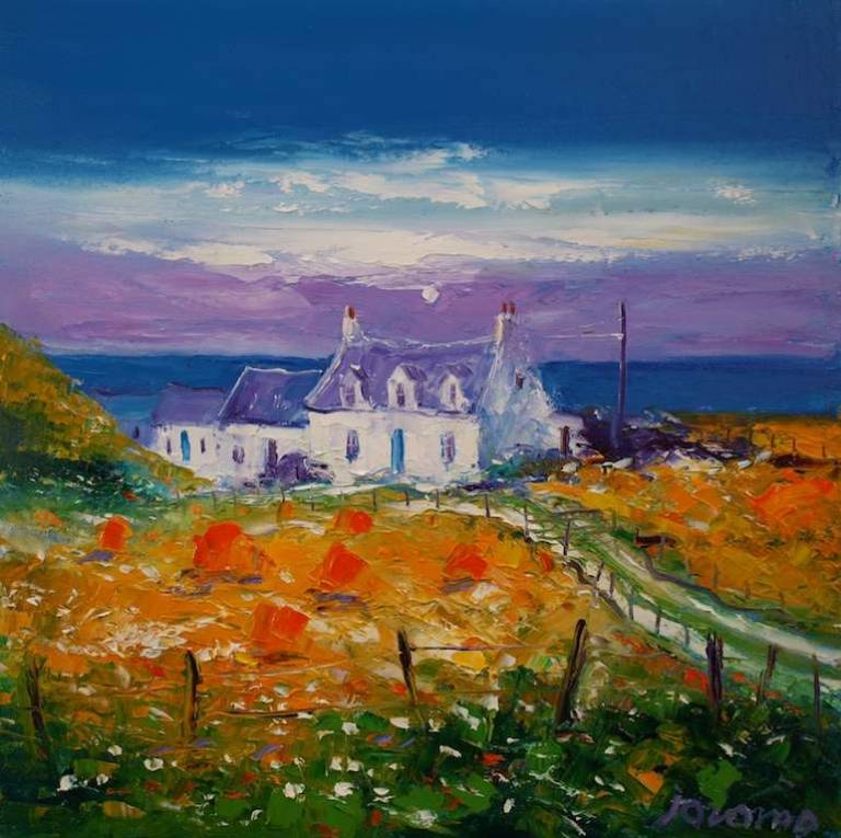 Wee haystacks Lagandorain Isle of Iona 16x16 - John Lowrie Morrison