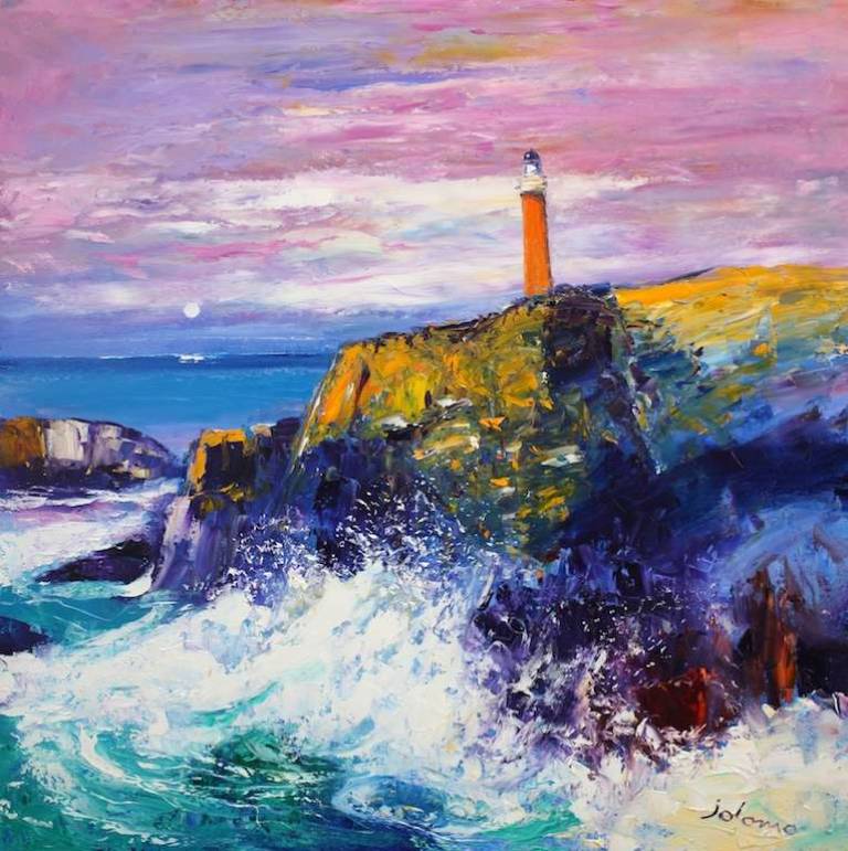 Big swell Butt of Lewis Lighthouse 30x30 - John Lowrie Morrison