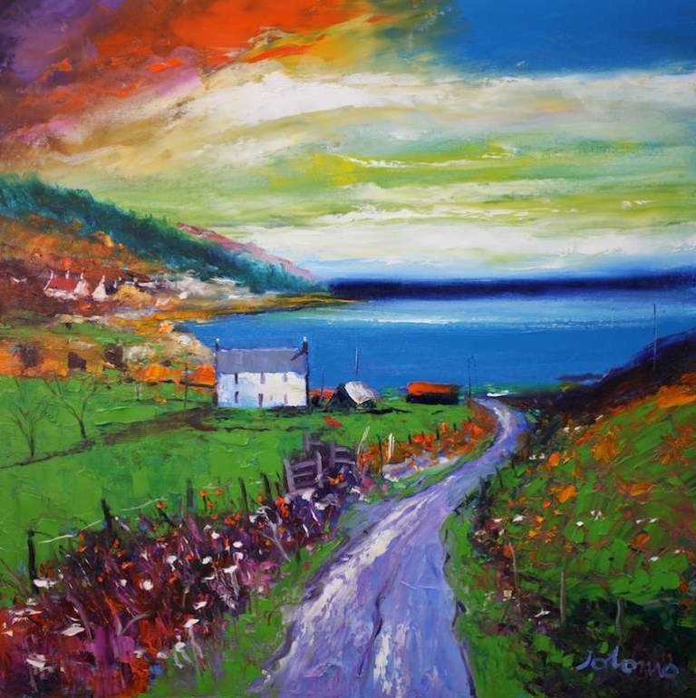 Early morninglight Lagg Village Isle of Jura 24x24 - John Lowrie Morrison