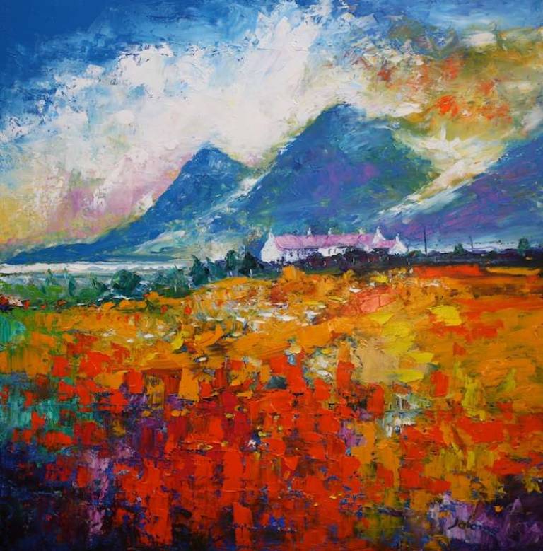 Heatherhouses Islay looking to the Paps of Jura 36x36 - John Lowrie Morrison