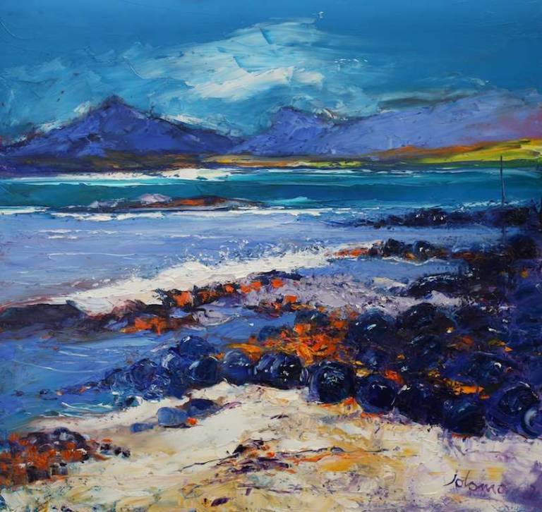 Big boulders Sound of Taransay Isle of Harris 24x24 - John Lowrie Morrison