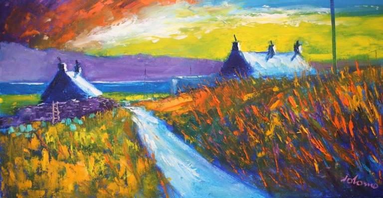 Big peat stack Isle of Harris 16x30 - John Lowrie Morrison