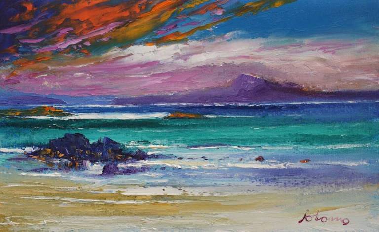 Iona looking to Ben More Morninglight 10x16 - John Lowrie Morrison