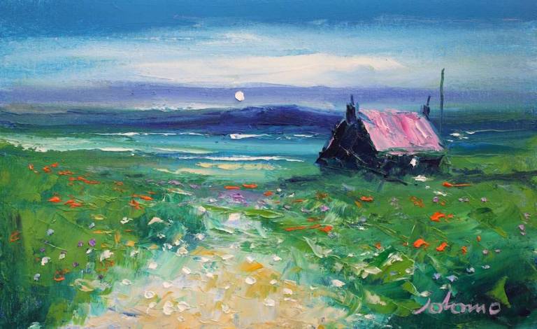 Summer moonlight Isle of Gigha 10x16 - John Lowrie Morrison