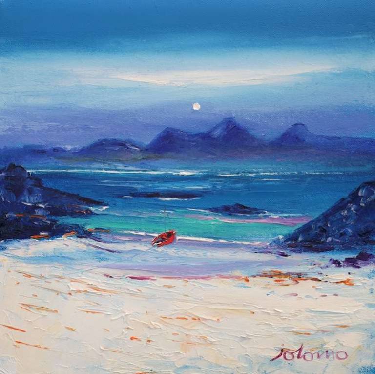 The Paps of Jura looking from Cable Bay Colonsay 12x12 - John Lowrie Morrison