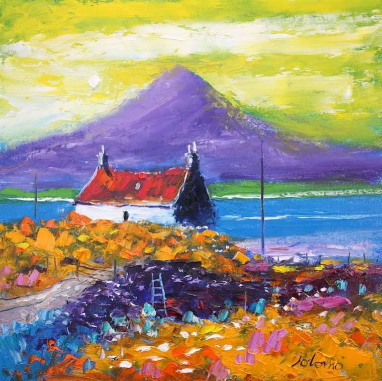 Big peat stack Benbecula 16x16 - John Lowrie Morrison